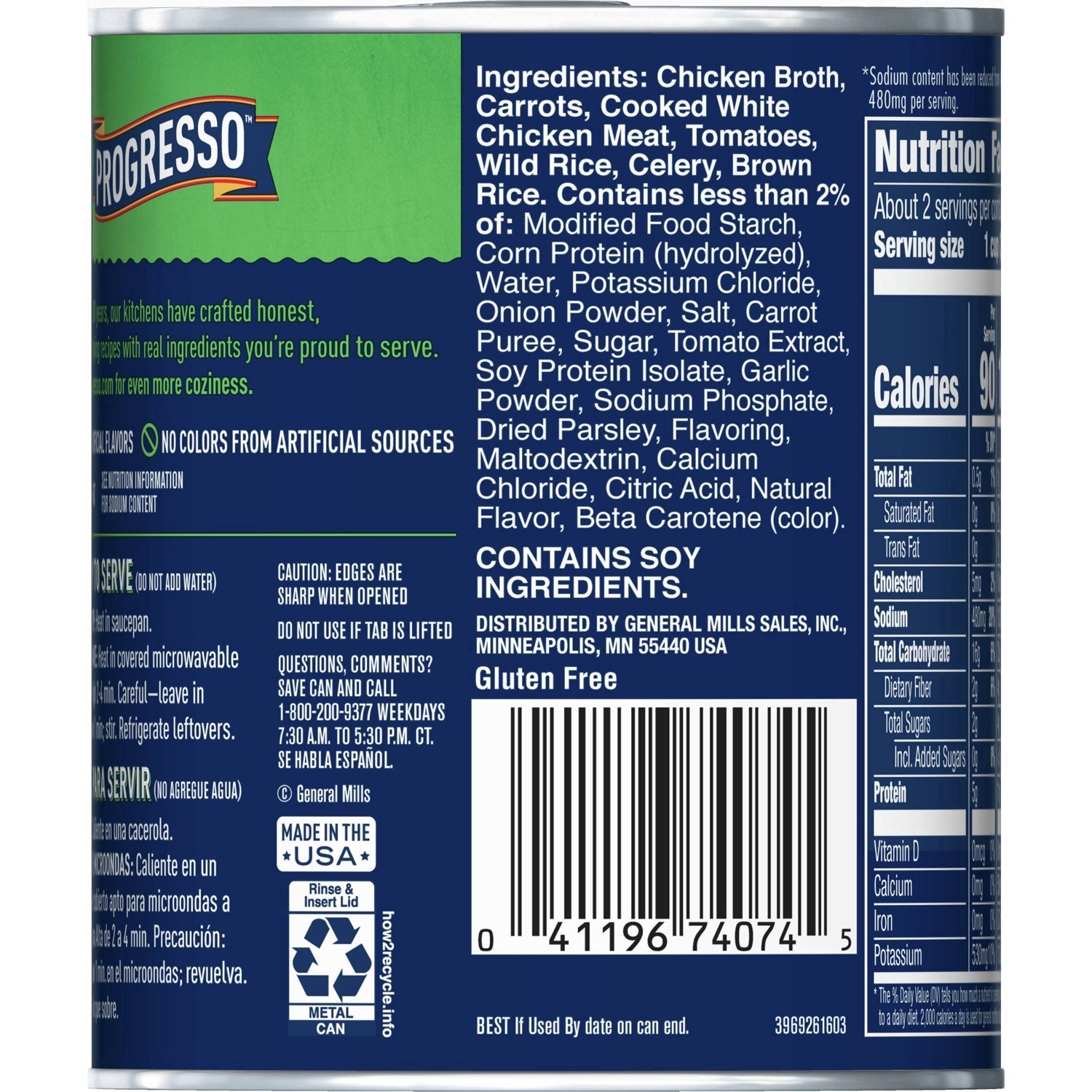 slide 76 of 114, Progresso Reduced Sodium, Savory Chicken & Wild Rice Soup, 19 oz., 18.5 oz