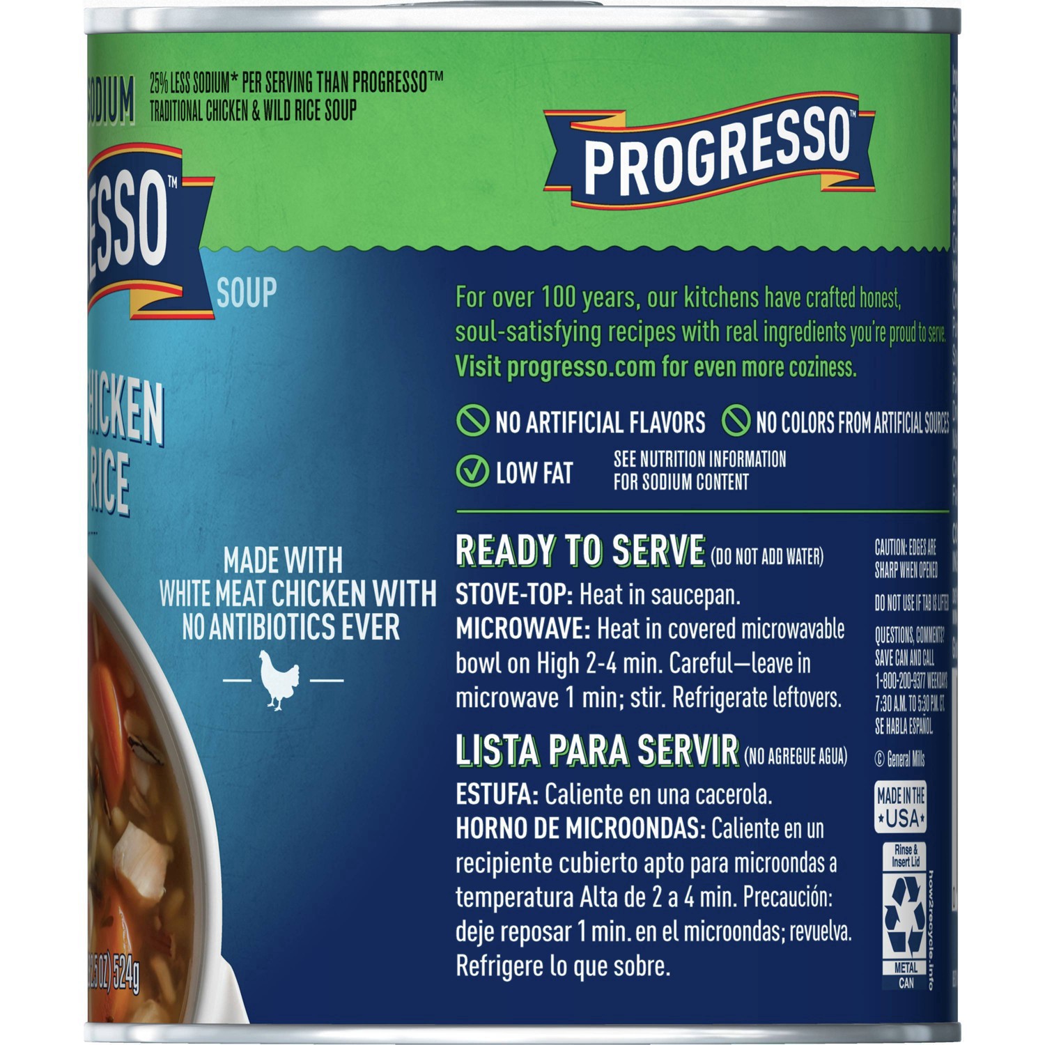 slide 23 of 114, Progresso Reduced Sodium, Savory Chicken & Wild Rice Soup, 19 oz., 18.5 oz