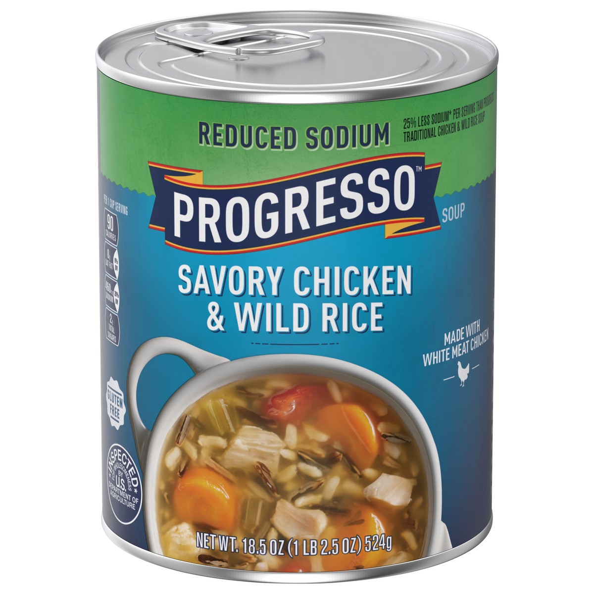 slide 1 of 114, Progresso Reduced Sodium, Savory Chicken & Wild Rice Soup, 19 oz., 18.5 oz