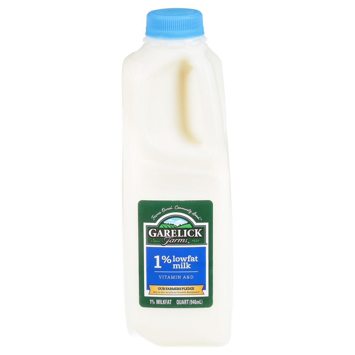 slide 1 of 9, Garelick Farms 1% Lowfat Milk with Vitamin A and D, Milk Quart - 1 Jug, 1 qt