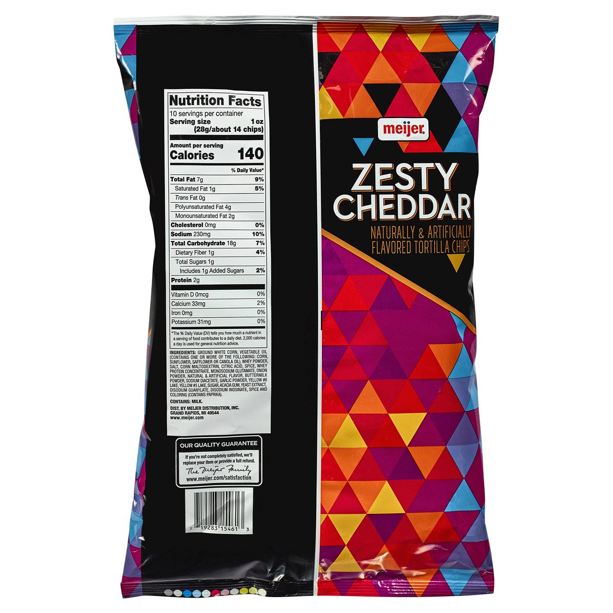 slide 2 of 2, Meijer Zesty Cheddar Tortilla Chips, 10 oz