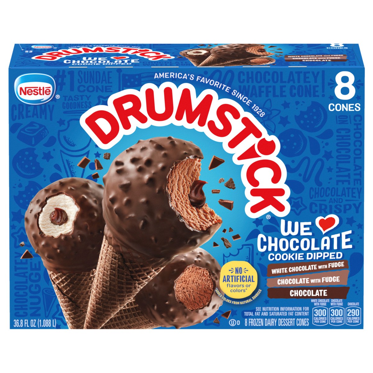 slide 1 of 5, Nestlé We Love Chocolate Frozen Cookie Dipped Drumstick - 8ct, 8 ct