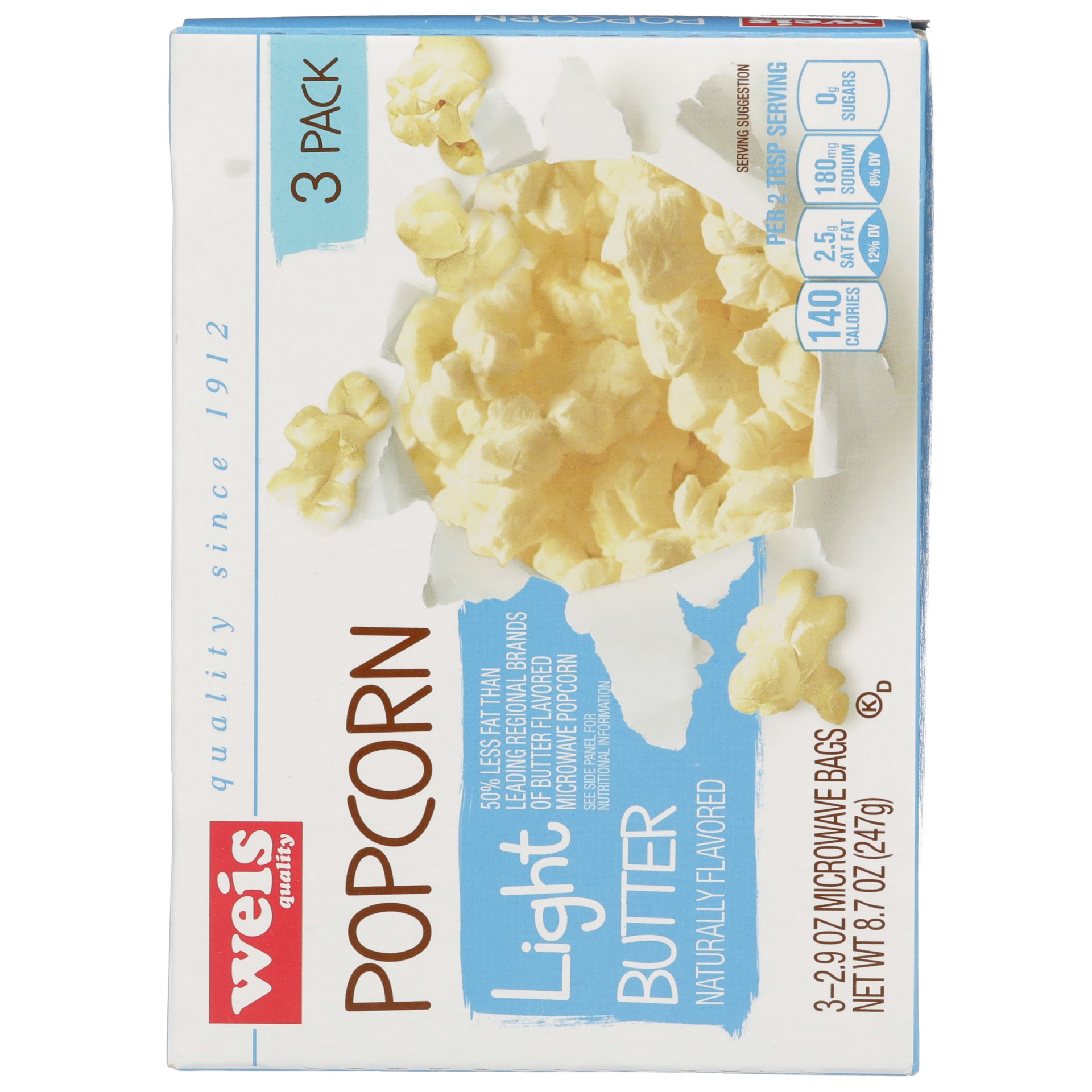 Weis Quality Light Butter Flavor Microwave Popcorn 8.7 oz Shipt