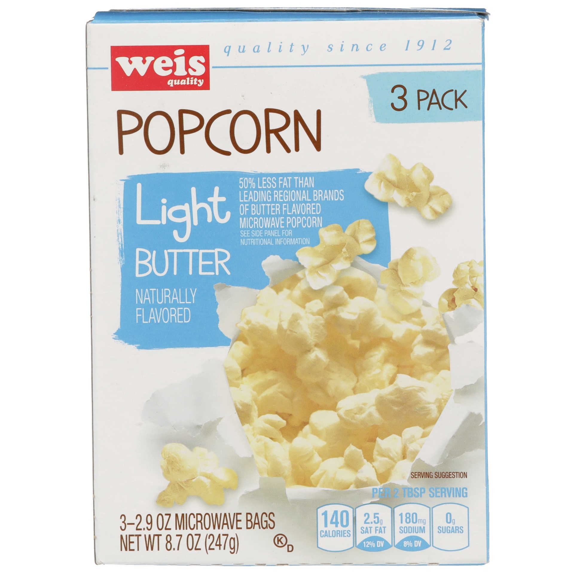 Weis Quality Light Butter Flavor Microwave Popcorn 8.7 oz Shipt