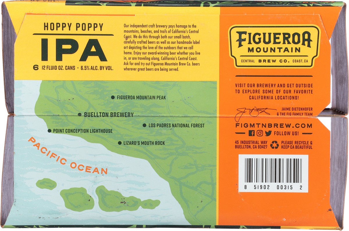 slide 9 of 11, Figueroa Mountain IPA Hoppy Poppy Beer 6 - 12 fl oz Bottles, 6 ct; 12 fl oz