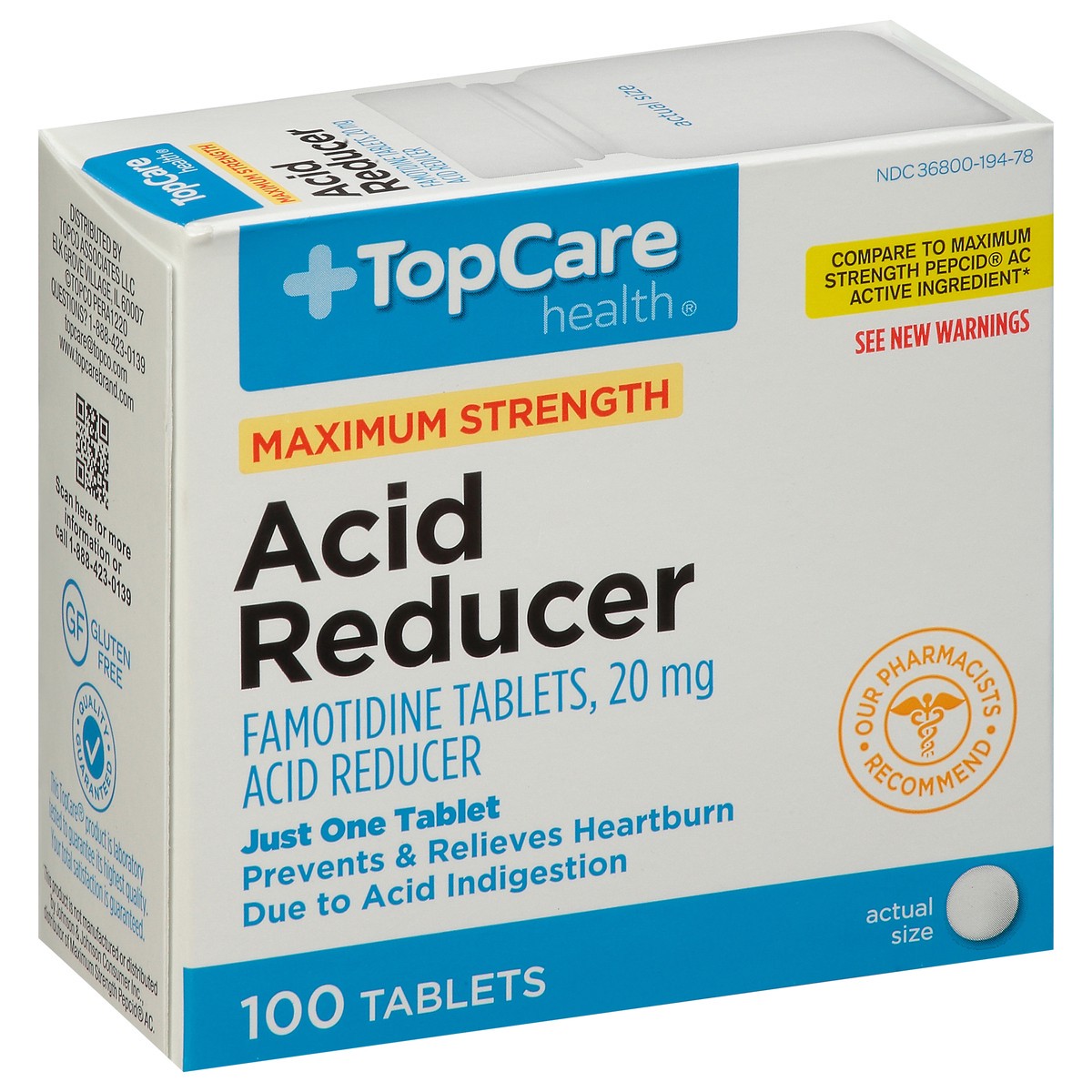 slide 7 of 9, TopCare Health 20 mg Maximum Strength 20 mg Acid Reducer 100 Tablets, 100 ct