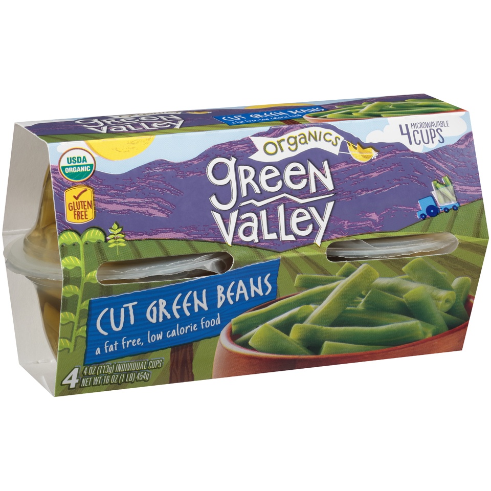 slide 1 of 1, Green Valley Organics Cut Green Beans, 4 ct; 4 oz