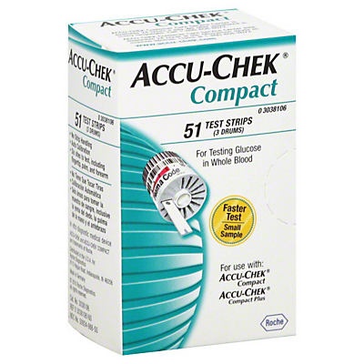 slide 1 of 1, Accu-Chek Compact Test Strips (3 Drums), 51 ct
