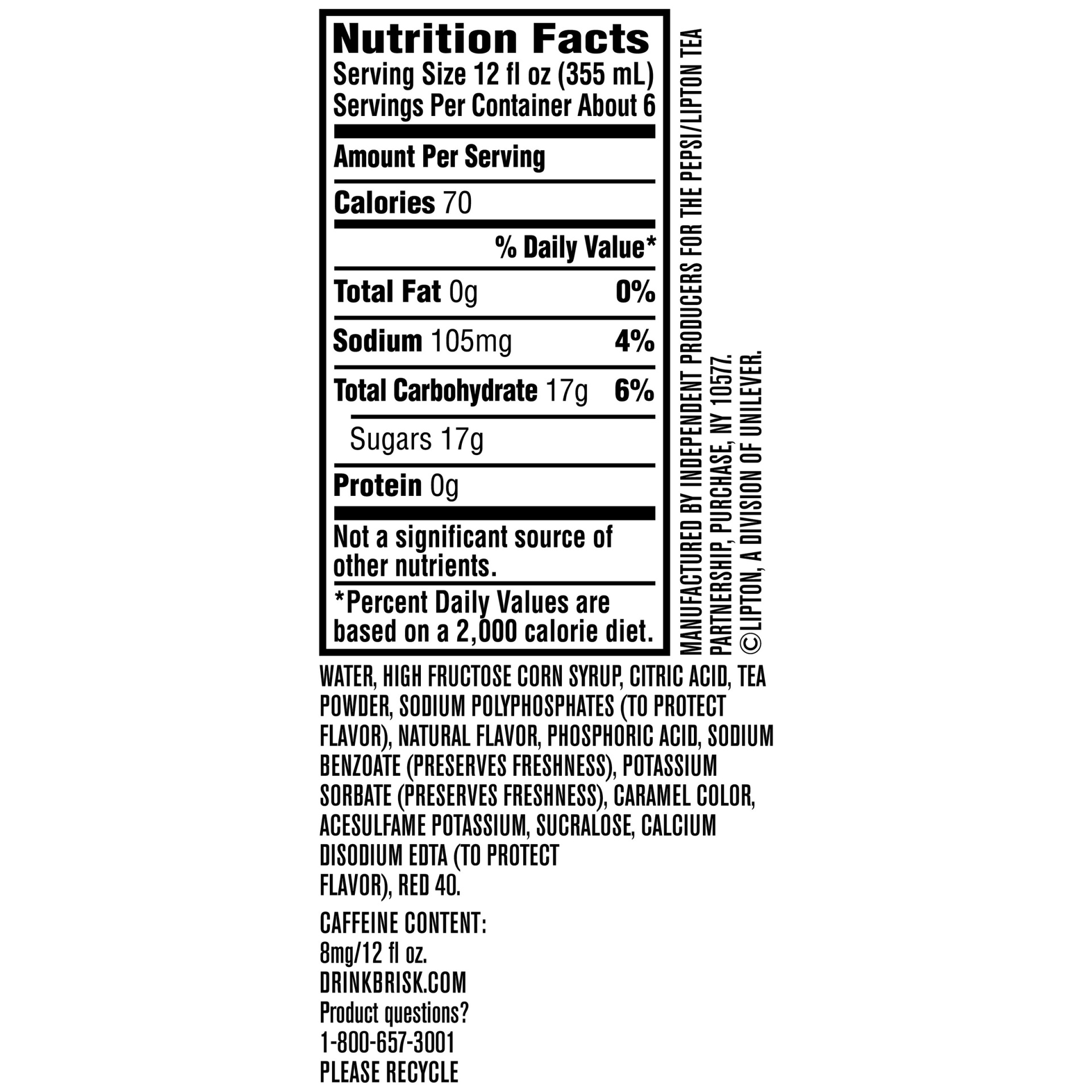 slide 3 of 3, Brisk Iced Tea, Lemon, 2 liter