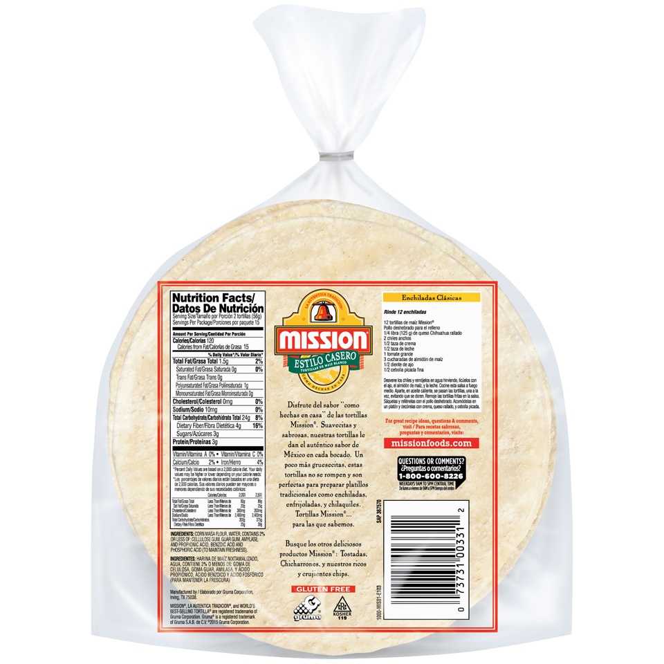 slide 2 of 4, Mission Estilo Casero White Corn Tortillas 30 ct Bag, 30 ct; 30.25 oz