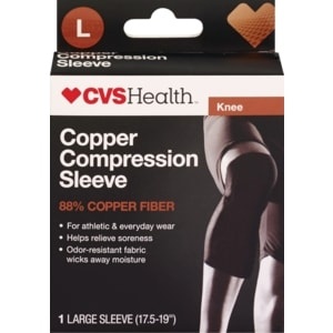 slide 1 of 1, CVS Health Knee Copper Compression Sleeve Large, 17.5 In. To 19 In., 1 ct