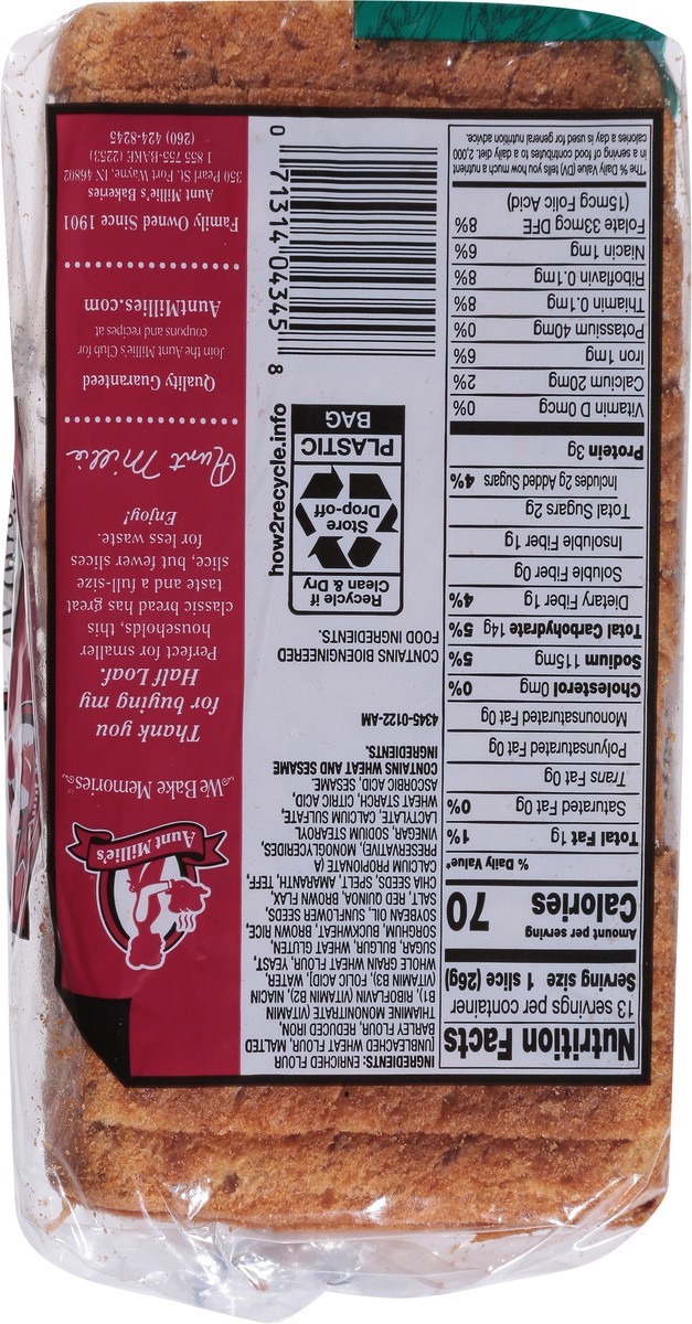 slide 5 of 9, Aunt Millie's Ancient Grain Half Loaf, 12 oz