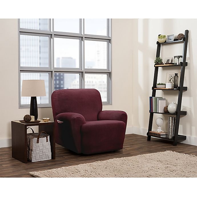 slide 1 of 2, Smart Fit Connor Stretch Recliner Slipcover - Garnet, 4 ct