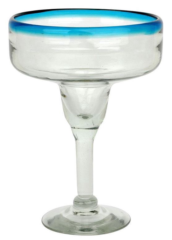 slide 1 of 1, Mexican Bubble Glass - Margarita Aqua Rim, 18 oz