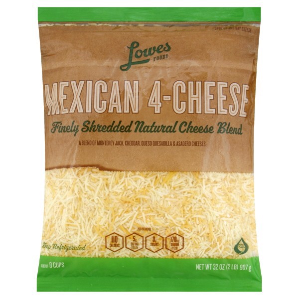 slide 1 of 1, Lowes Foods Shredded Mexican Cheese, 32 oz