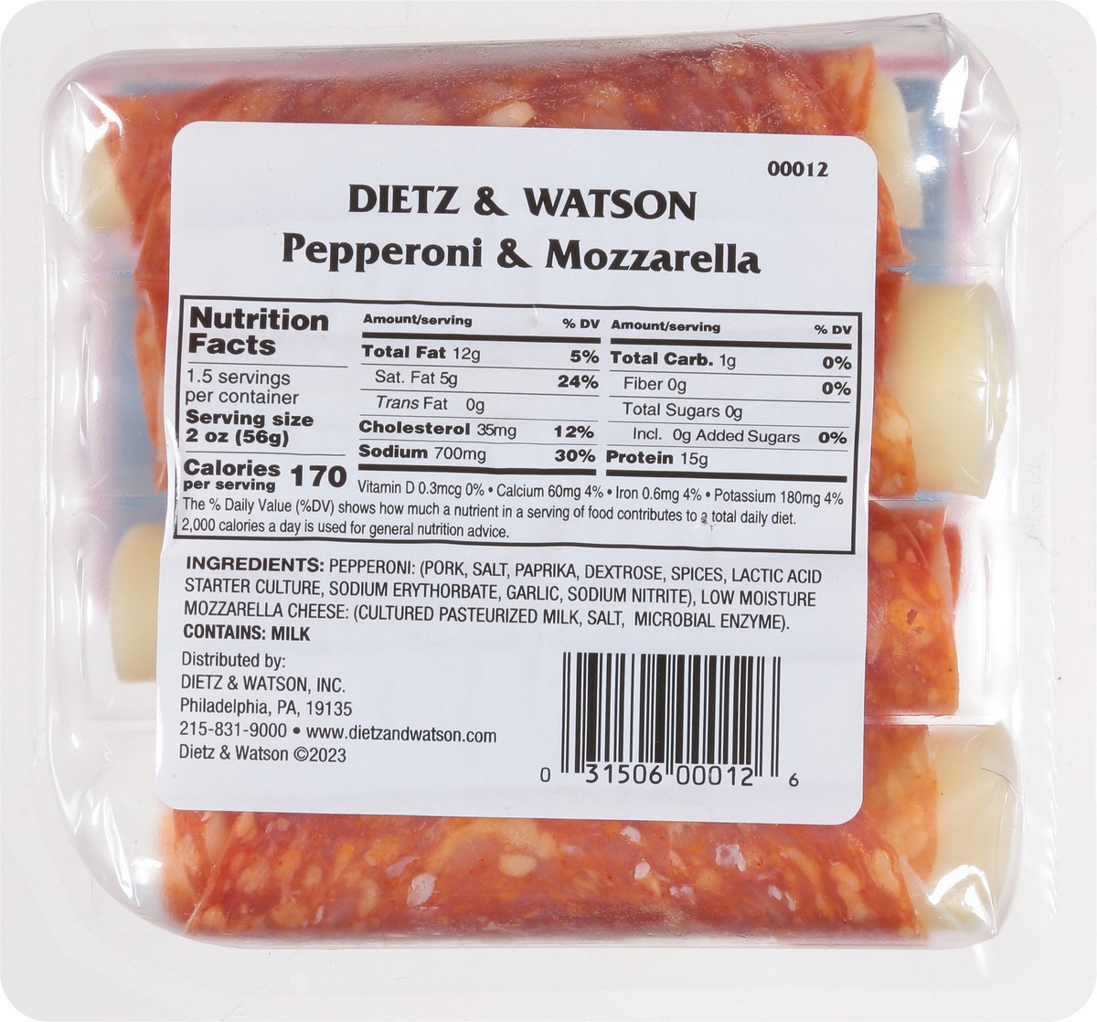slide 3 of 14, Dietz & Watson Pepperoni & Mozzarella Panino 3 oz, 3 oz