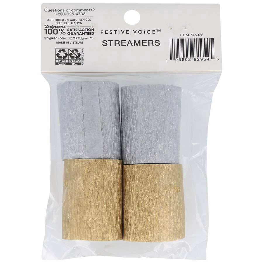 slide 5 of 5, Festive Voice Streamers, 4 ct