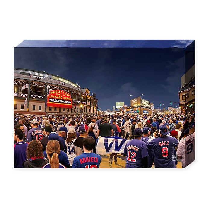 slide 1 of 1, MLB Chicago Cubs Win Canvas Wall Art, 24 in x 16 in