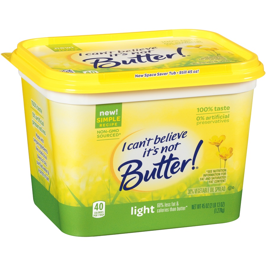 slide 2 of 8, I Can't Believe It's Not Butter! Vegetable Oil Spread Light, 45 oz