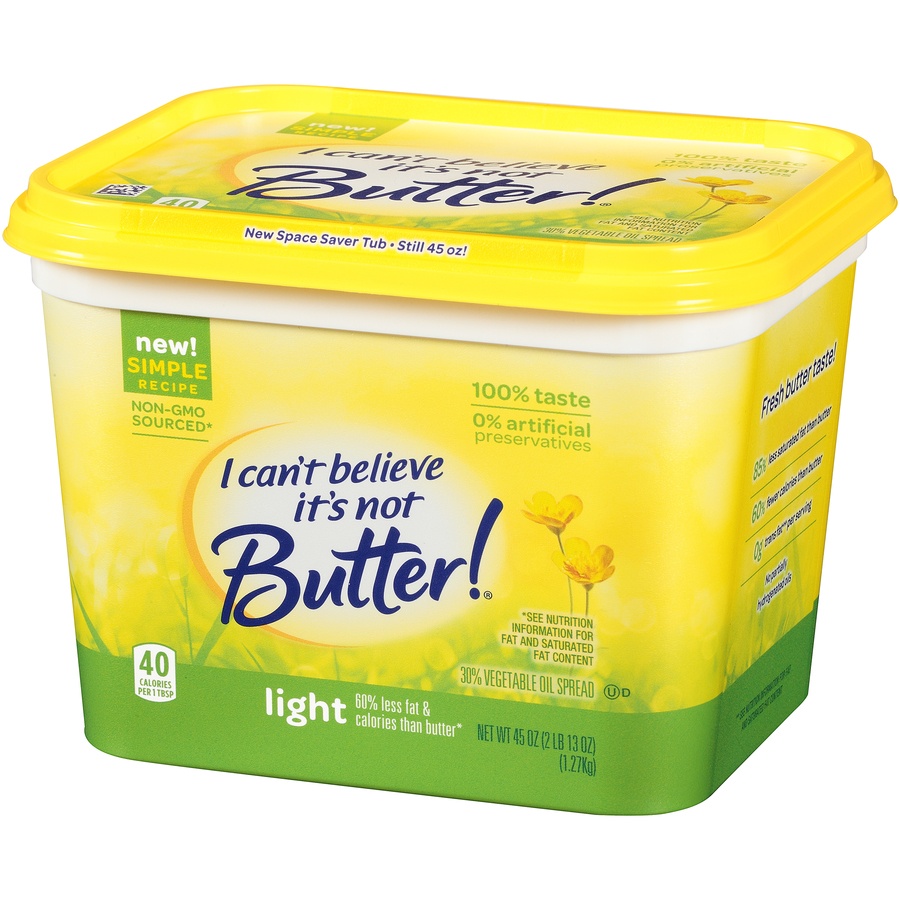 slide 3 of 8, I Can't Believe It's Not Butter! Vegetable Oil Spread Light, 45 oz