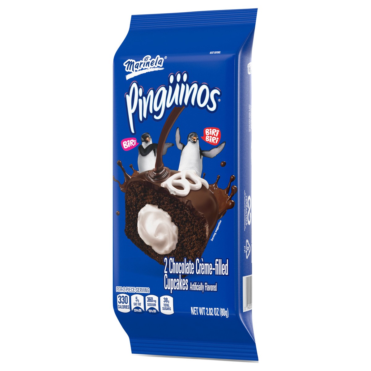 slide 3 of 9, Marinela Pinguinos Chocolate Crème Filled Cupcakes, 2 count, Cupcakes, 2.82 oz Bag, 2.82 ct