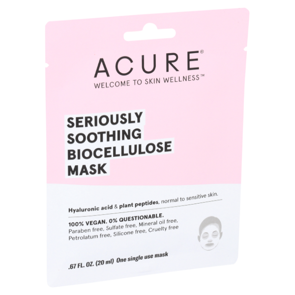 slide 1 of 2, ACURE Seriously Soothing Biocellulose Gel Mask Facial Treatment, 1 ct