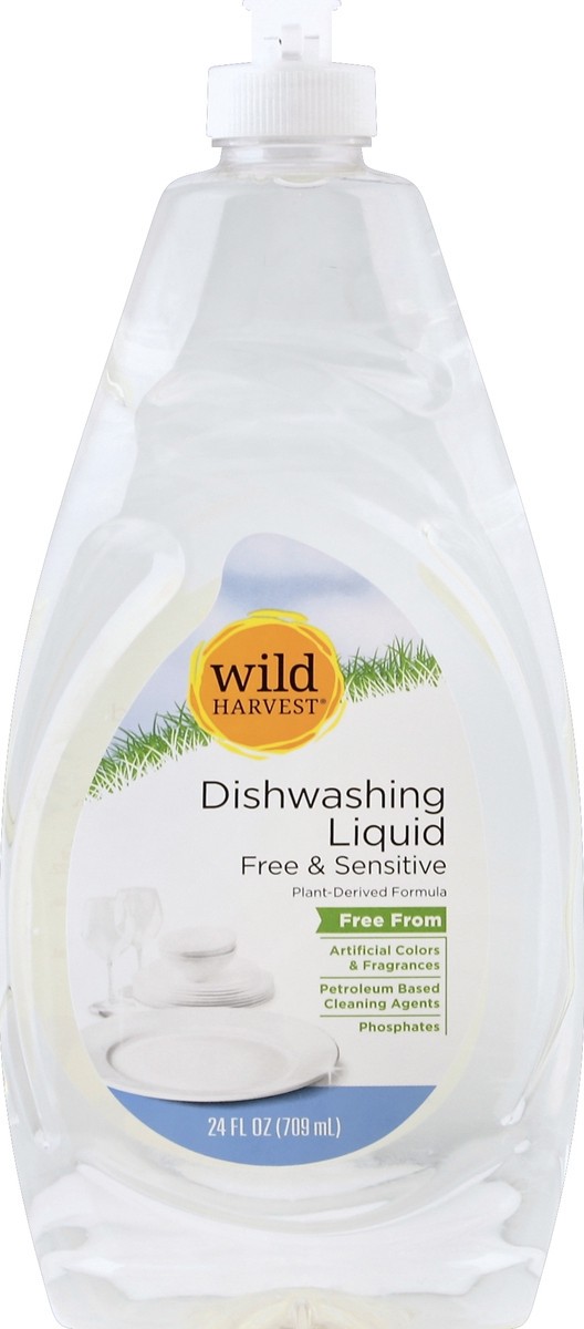 slide 3 of 7, Wild Harvest Sensitive Dish Detergent Free, 24 fl oz