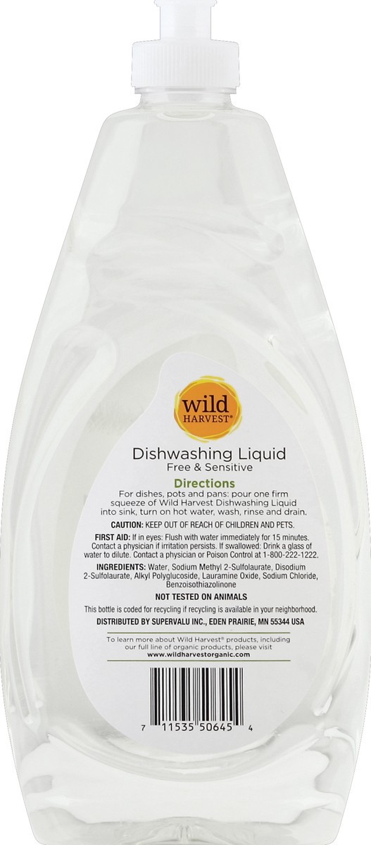 slide 4 of 7, Wild Harvest Sensitive Dish Detergent Free, 24 fl oz