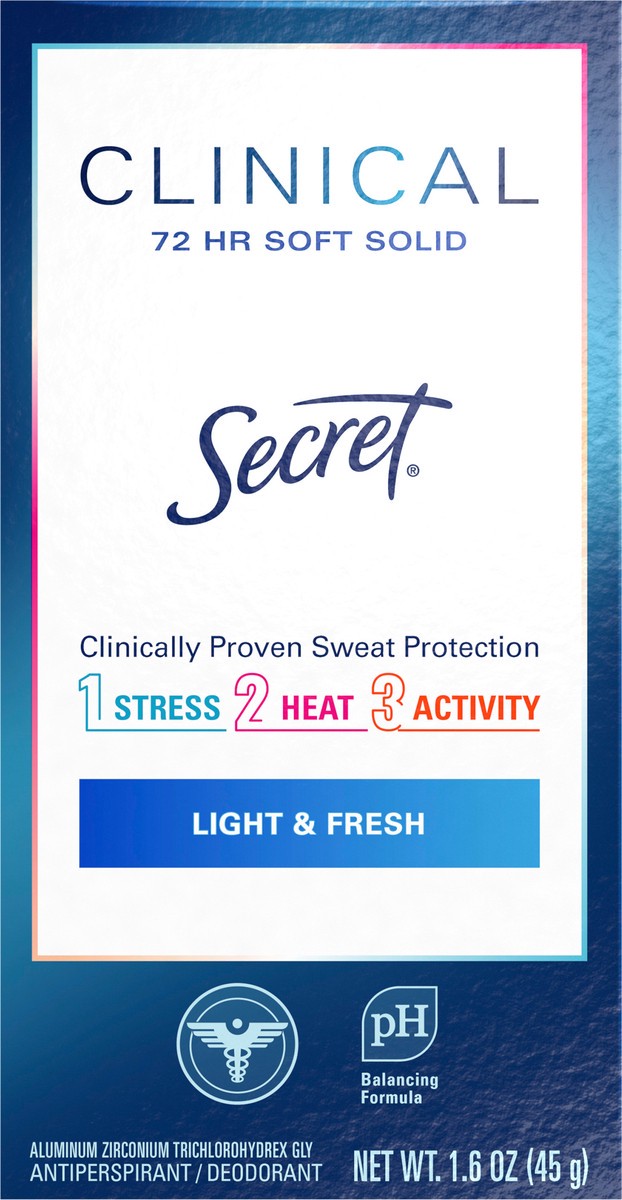 slide 6 of 9, Secret Clinical Strength Soft Solid Antiperspirant and Deodorant for Women, Light & Fresh, 1.6 oz, 1.6 oz