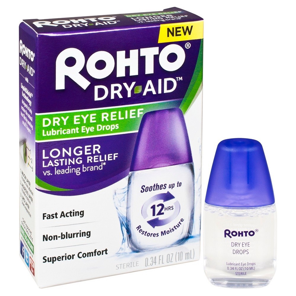 slide 3 of 4, Rohto Dry Aid Lubricant Eye Drops, Advanced Dry Eye Treatment, 0.34 fl oz Bottle, 0.34 oz