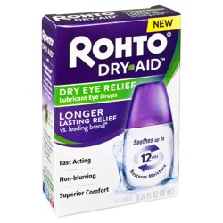 Rohto Dry Aid Lubricant Eye Drops, Advanced Dry Eye Treatment, 0.34 fl oz Bottle