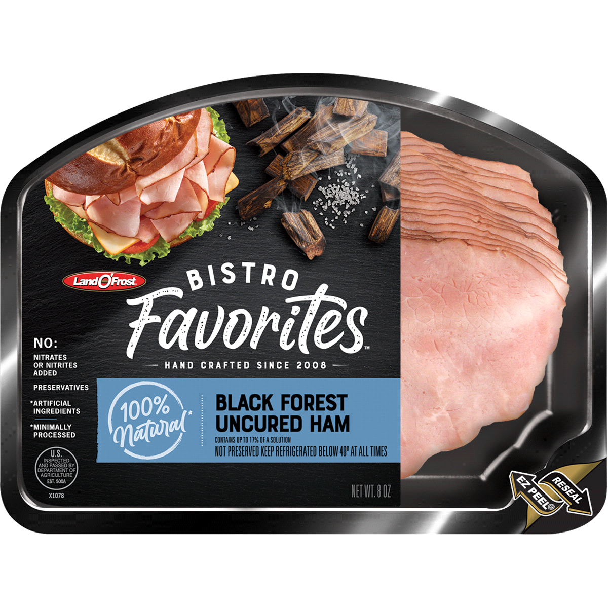 slide 1 of 6, Land O' Frost Black Forest Uncured Ham Bistro Favorites, 8 oz