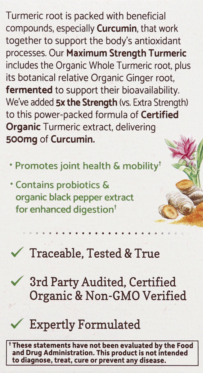 slide 3 of 4, Garden of Life My Kind Organics Maximum Strength Turmeric Herbal Supplement, 30 ct