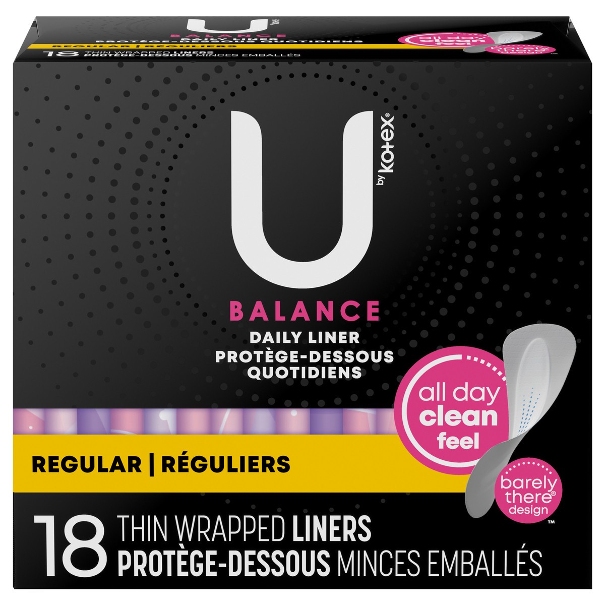 slide 1 of 10, U by Kotex Barely There Thin Panty Liners, Light Absorbency, Regular Length, Unscented, 18 Count, 18 ct