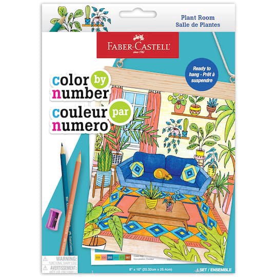 slide 1 of 4, Faber-Castell Plant Room Color By Number Wall Art Kit, 8 in x 10 in