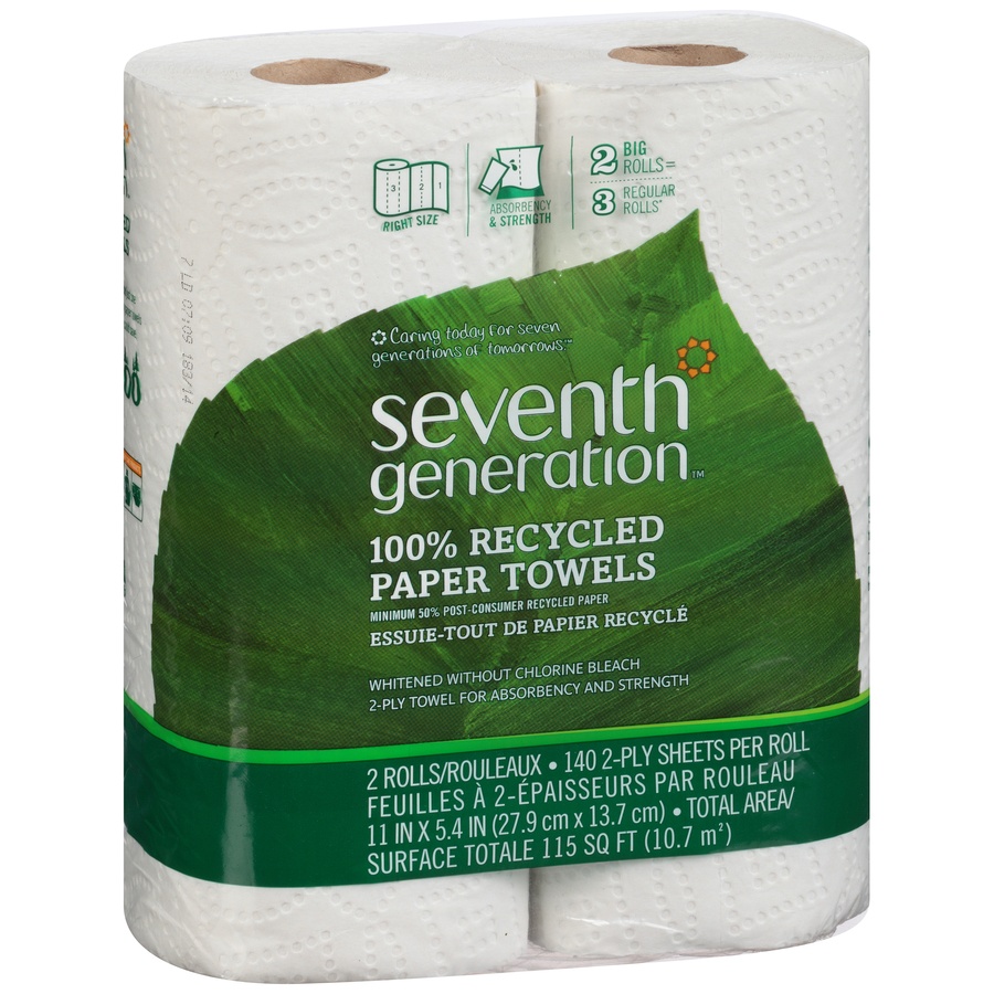 slide 2 of 7, Seventh Generation 100% Recycled Right-Size Paper Towels, 2 ct