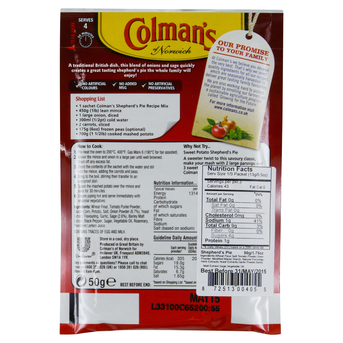 slide 2 of 2, Colman's Shepherd's Pie Recipe Mix, 1.76 oz