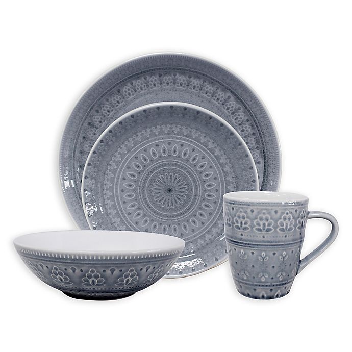 slide 1 of 7, Euro Ceramica Fez Dinnerware Set - Grey, 20 ct