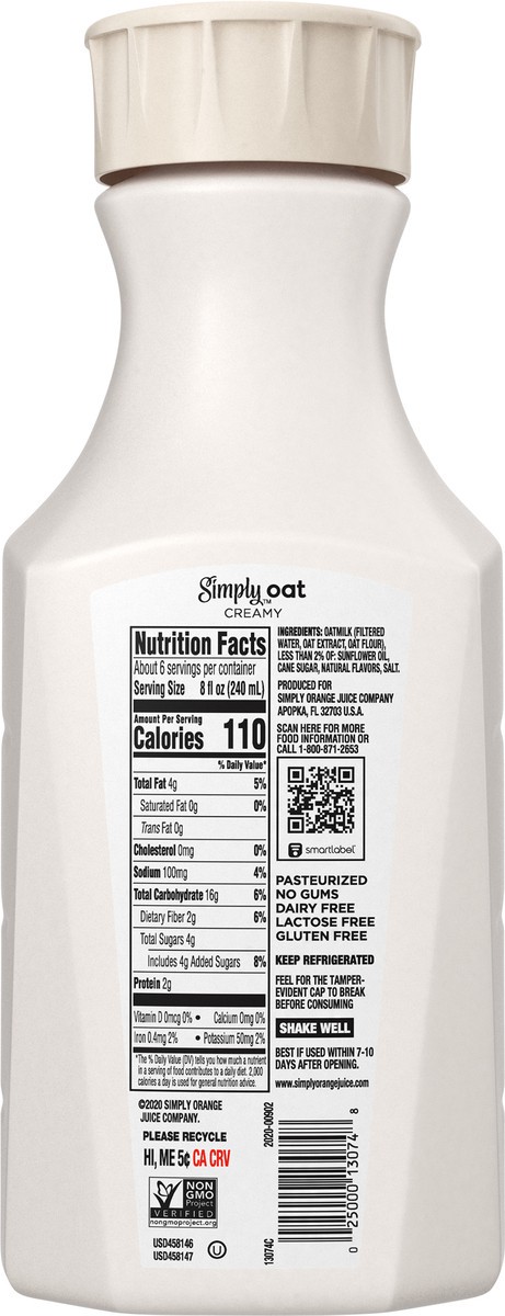 slide 6 of 11, Simply Oat Creamy Bottle, 46 fl oz, 46 fl oz