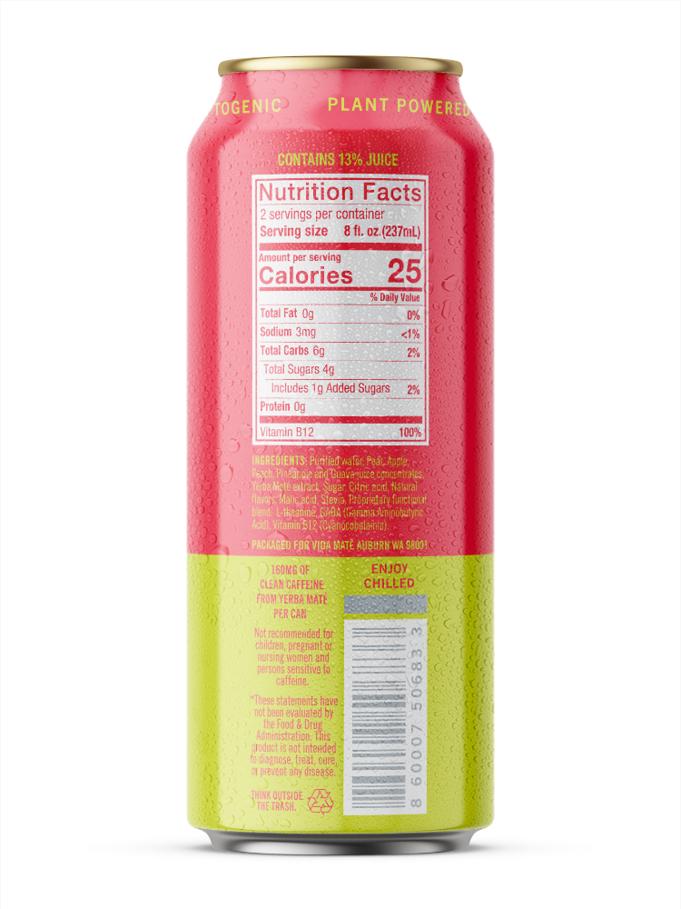 slide 3 of 3, Vida Mate Peach Guava Energy Drink- 16 fl oz, 16 fl oz