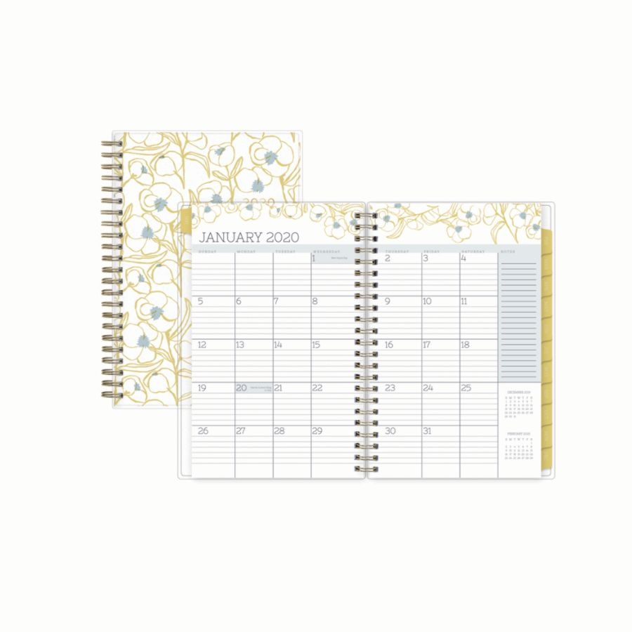 slide 2 of 4, Blue Sky Egg Press Weekly/Monthly Planner, 5'' X 8'', Blue Patternless Flower, January To December 2020, 1 ct
