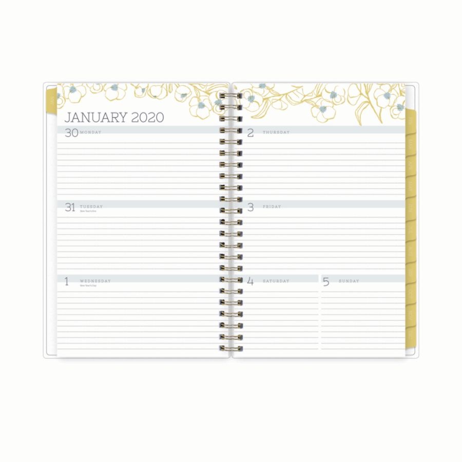 slide 3 of 4, Blue Sky Egg Press Weekly/Monthly Planner, 5'' X 8'', Blue Patternless Flower, January To December 2020, 1 ct