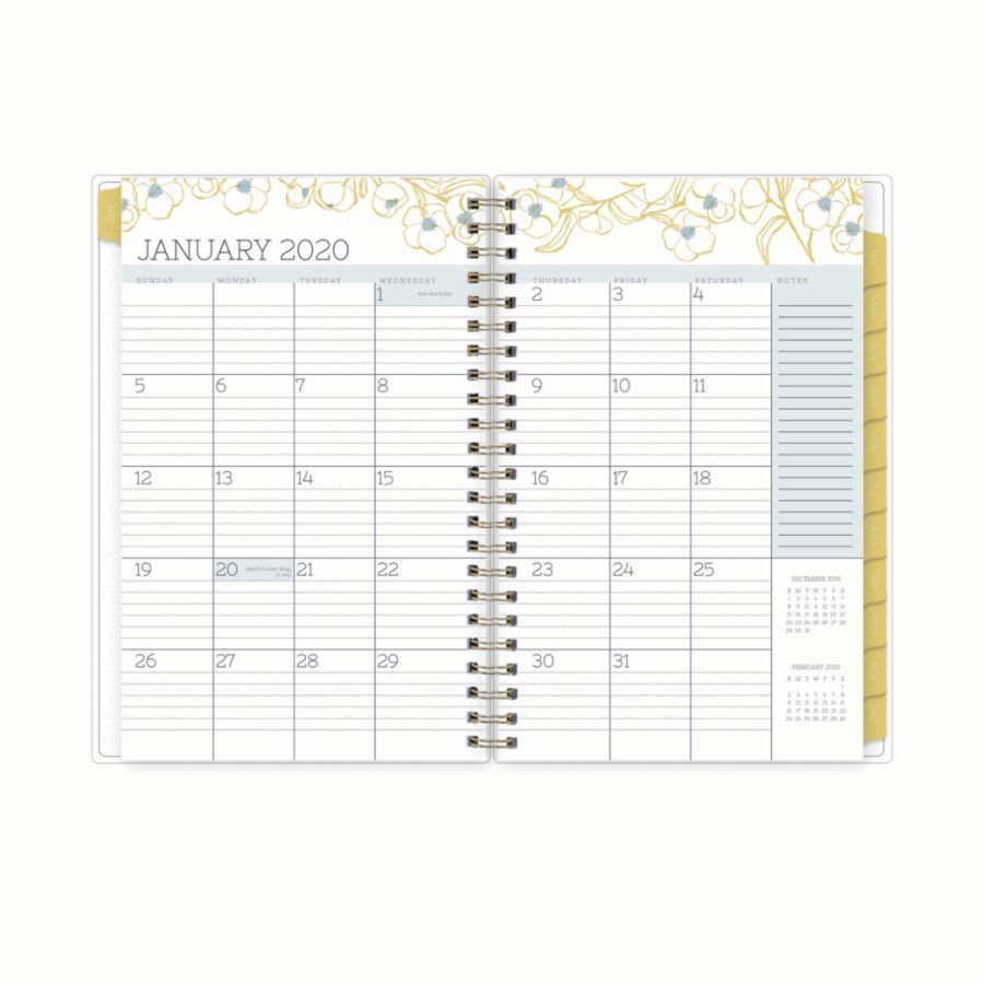 slide 4 of 4, Blue Sky Egg Press Weekly/Monthly Planner, 5'' X 8'', Blue Patternless Flower, January To December 2020, 1 ct