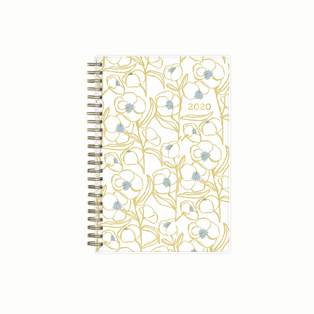 slide 1 of 1, Blue Sky Egg Press Weekly/Monthly Planner, 5'' X 8'', Blue Patternless Flower, January To December 2020, 1 ct