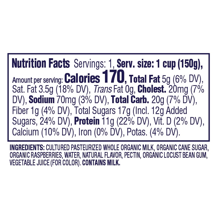 slide 2 of 5, Wallaby Organic Whole Milk Blended Raspberry Yogurt, 5.3 oz