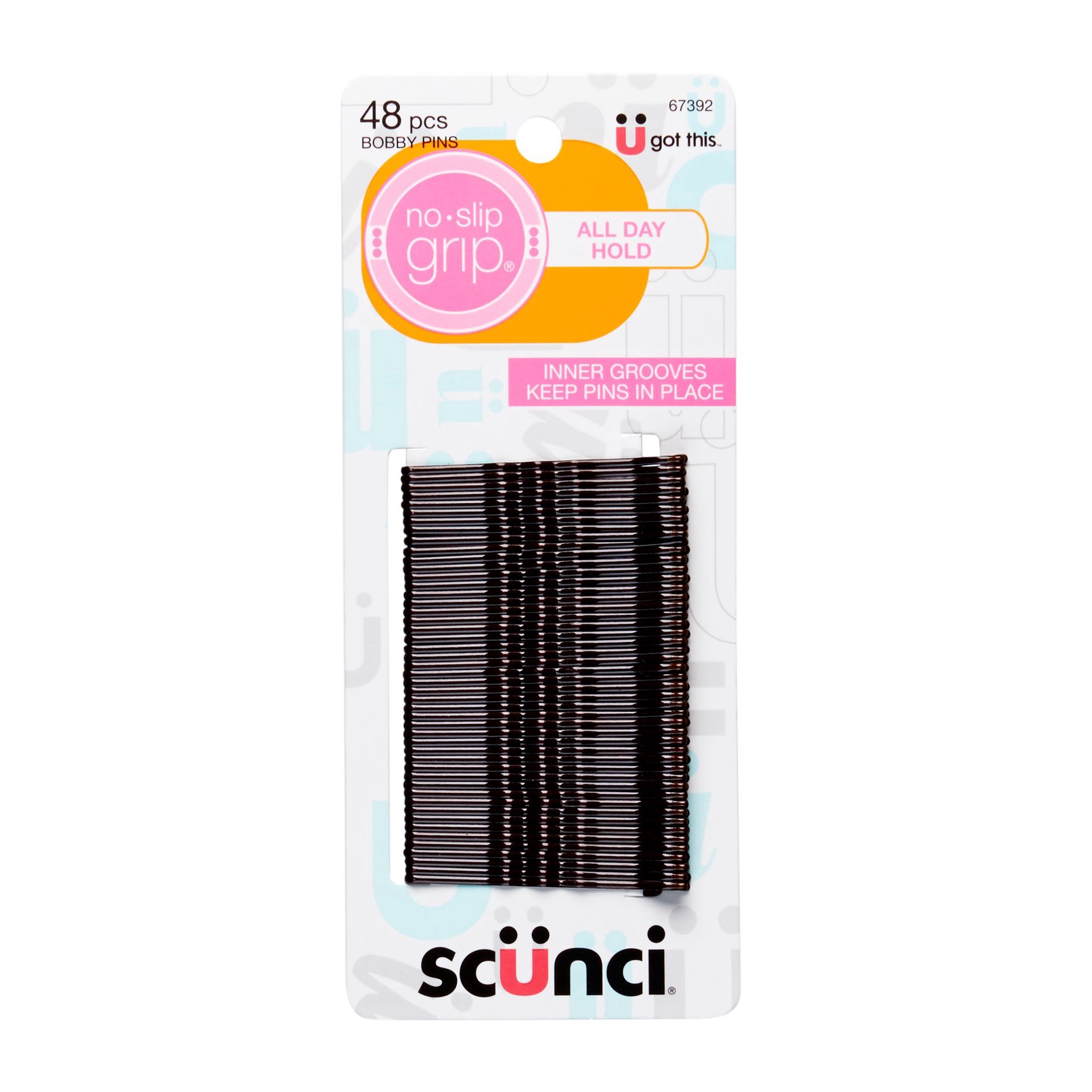 slide 1 of 2, scünci No-Slip Grip Black Bobby Pins, 48 ct