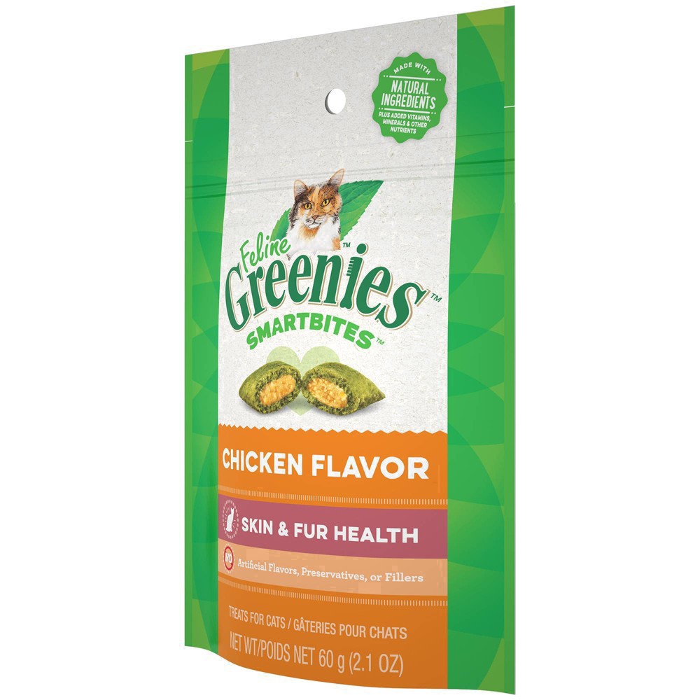 slide 3 of 5, Greenies Smartbites Skin and Fur Health Chicken Flavor Cat Treats - 2.1oz, 2.1 oz