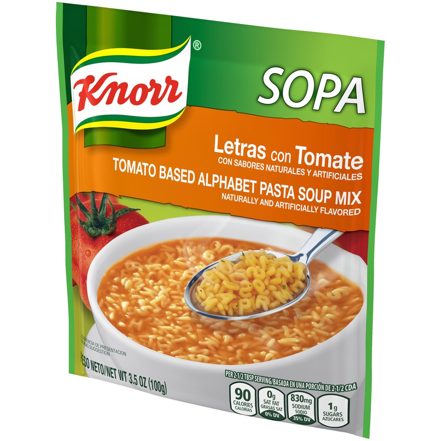 slide 3 of 5, Knorr Letras Sopa Tomato Based Alphabet Soup Mix, 3.5 oz