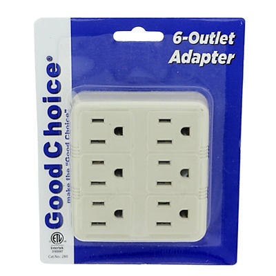 slide 1 of 1, Good Choice 6-Outlet Grounded Power Tap Adapter, 1 ct