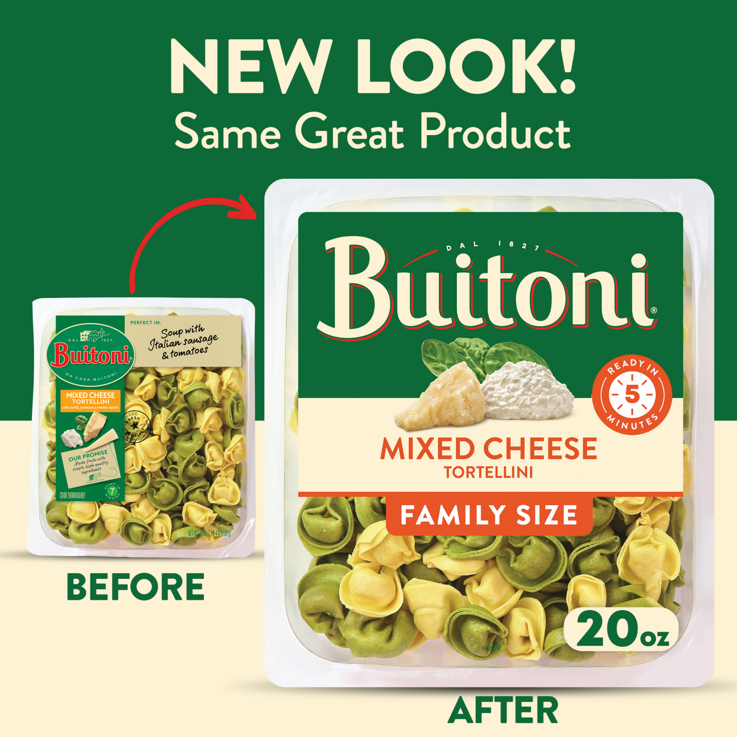 slide 5 of 6, Buitoni Mixed Cheese Tortellini Pasta Family Size Fresh, 20 oz